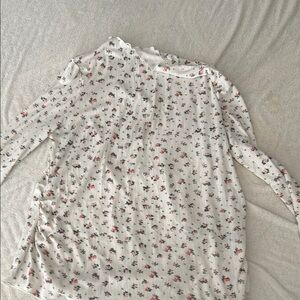 SHEIN White Long Sleeve Ruffled Blouse with Peter Pan Collar